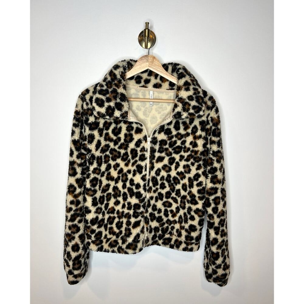Z Supply Leopard-Print Teddy Zip Jacket in Cream, Black, Brown